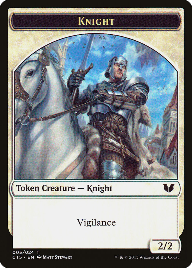 Knight (005) // Spirit (023) Double-Sided Token [Commander 2015 Tokens] | All Aboard Games