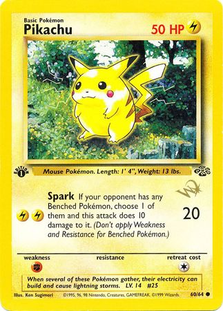 Pikachu (60/64) (W Stamped Promo) [Jungle 1st Edition] | All Aboard Games