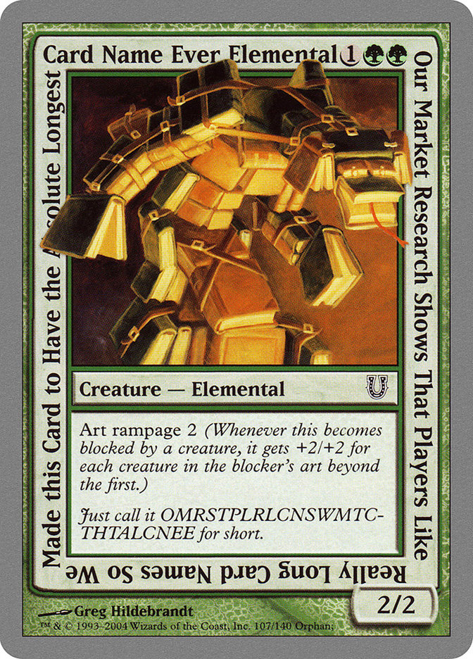 Our Market Research Shows That Players Like Really Long Card Names So We Made this Card to Have the Absolute Longest Card Name Ever Elemental [Unhinged] | All Aboard Games