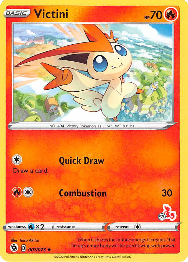 Victini (007/073) (Cinderace Stamp #53) [Battle Academy 2022] | All Aboard Games