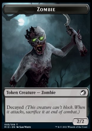 Zombie (005) // Bat Double-sided Token [Innistrad: Midnight Hunt Tokens] | All Aboard Games