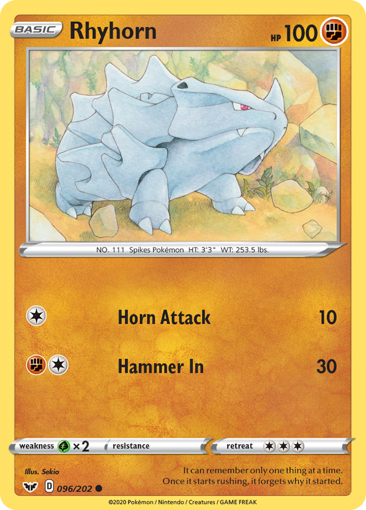 Rhyhorn (096/202) [Sword & Shield: Base Set] | All Aboard Games