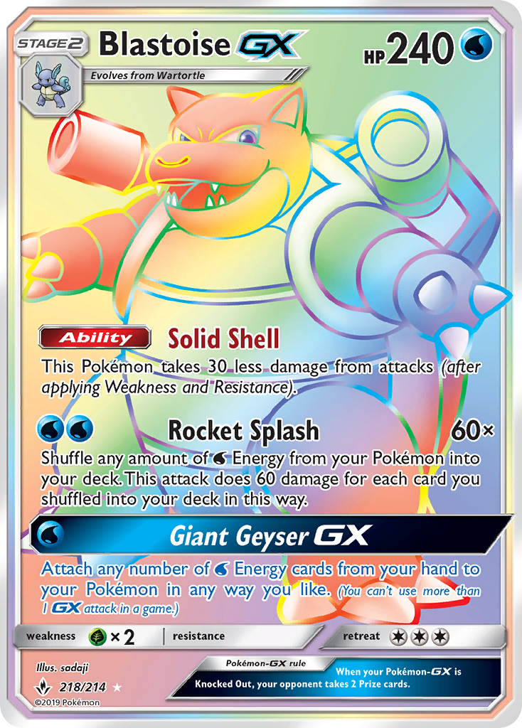 Blastoise GX (218/214) [Sun & Moon: Unbroken Bonds] | All Aboard Games