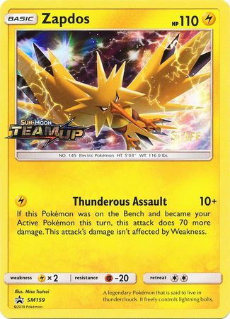 Zapdos (SM159) (Staff) [Sun & Moon: Black Star Promos] | All Aboard Games