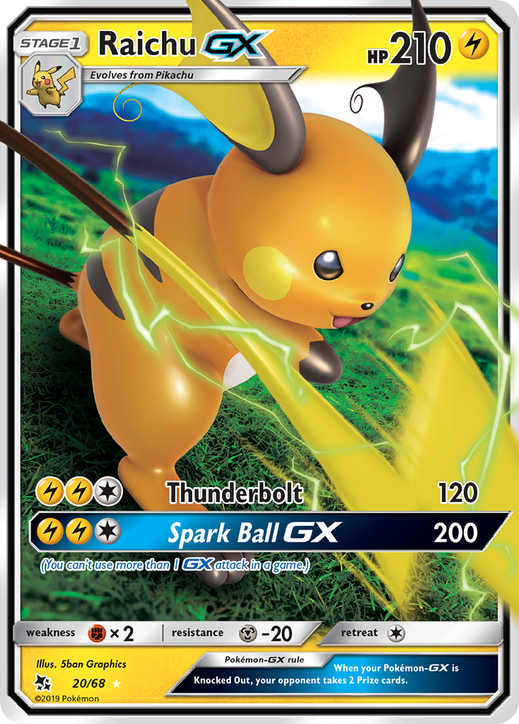 Raichu GX (20/68) [Sun & Moon: Hidden Fates] | All Aboard Games