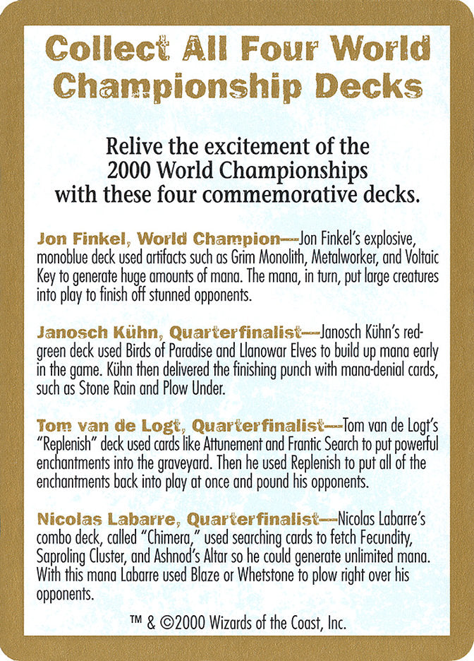 2000 World Championships Ad [World Championship Decks 2000] | All Aboard Games