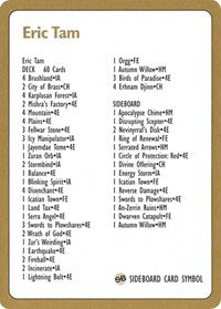 1996 Eric Tam Decklist Card [World Championship Decks] | All Aboard Games