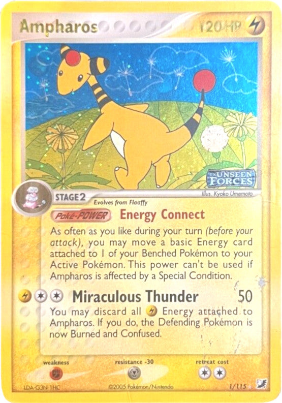 Ampharos (1/115) (Stamped) [EX: Unseen Forces] | All Aboard Games