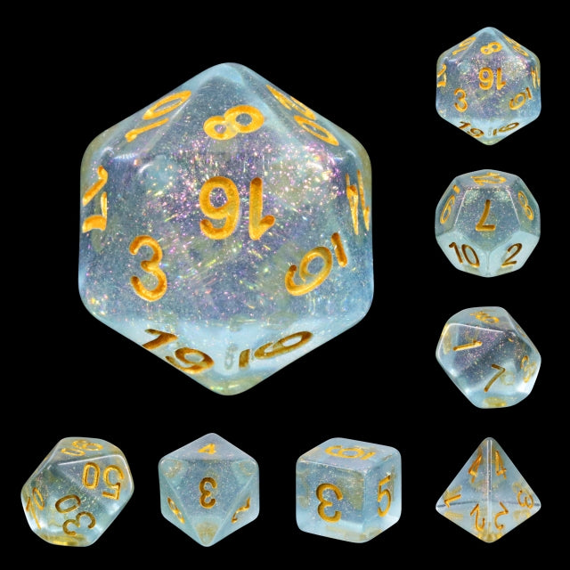 7pc Iridescent Blue w/ Gold - HDI01 | All Aboard Games