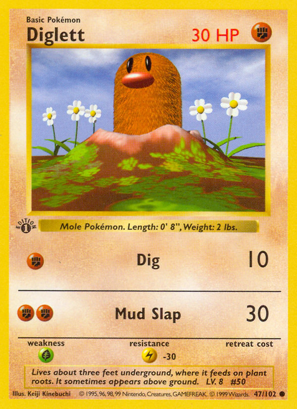 Diglett (47/102) (Shadowless) [Base Set 1st Edition] | All Aboard Games