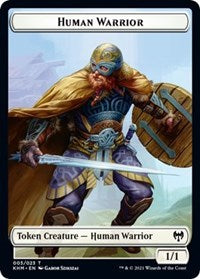 Human Warrior // Demon Berserker Double-sided Token [Kaldheim Tokens] | All Aboard Games