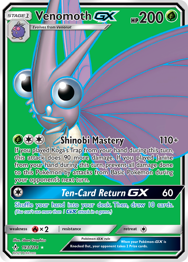 Venomoth GX (193/214) [Sun & Moon: Unbroken Bonds] | All Aboard Games