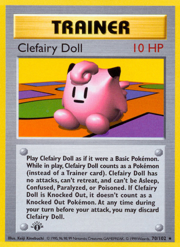 Clefairy Doll (70/102) (Shadowless) [Base Set 1st Edition] | All Aboard Games