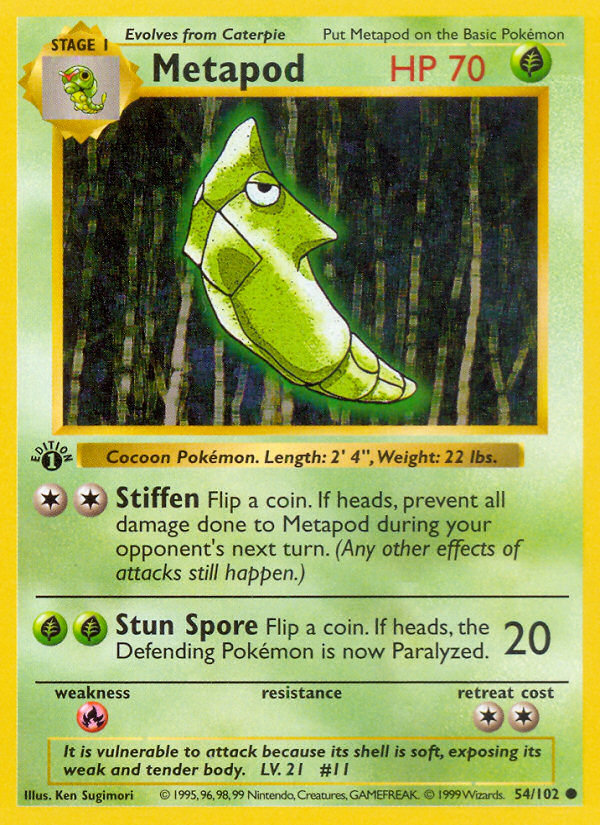 Metapod (54/102) (Shadowless) [Base Set 1st Edition] | All Aboard Games