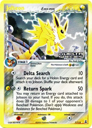 Jolteon (7/113) (Delta Species) (Stamped) [EX: Delta Species] | All Aboard Games