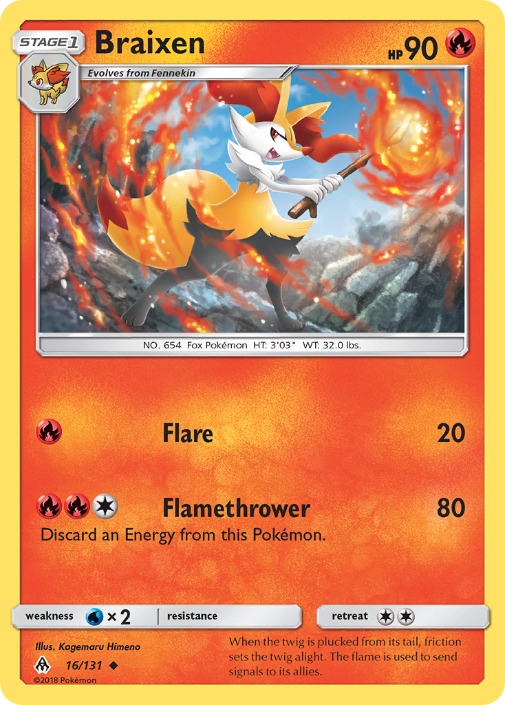 Braixen (16/131) [Sun & Moon: Forbidden Light] | All Aboard Games