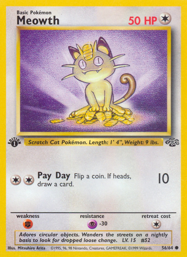 Meowth (56/64) [Jungle 1st Edition] | All Aboard Games