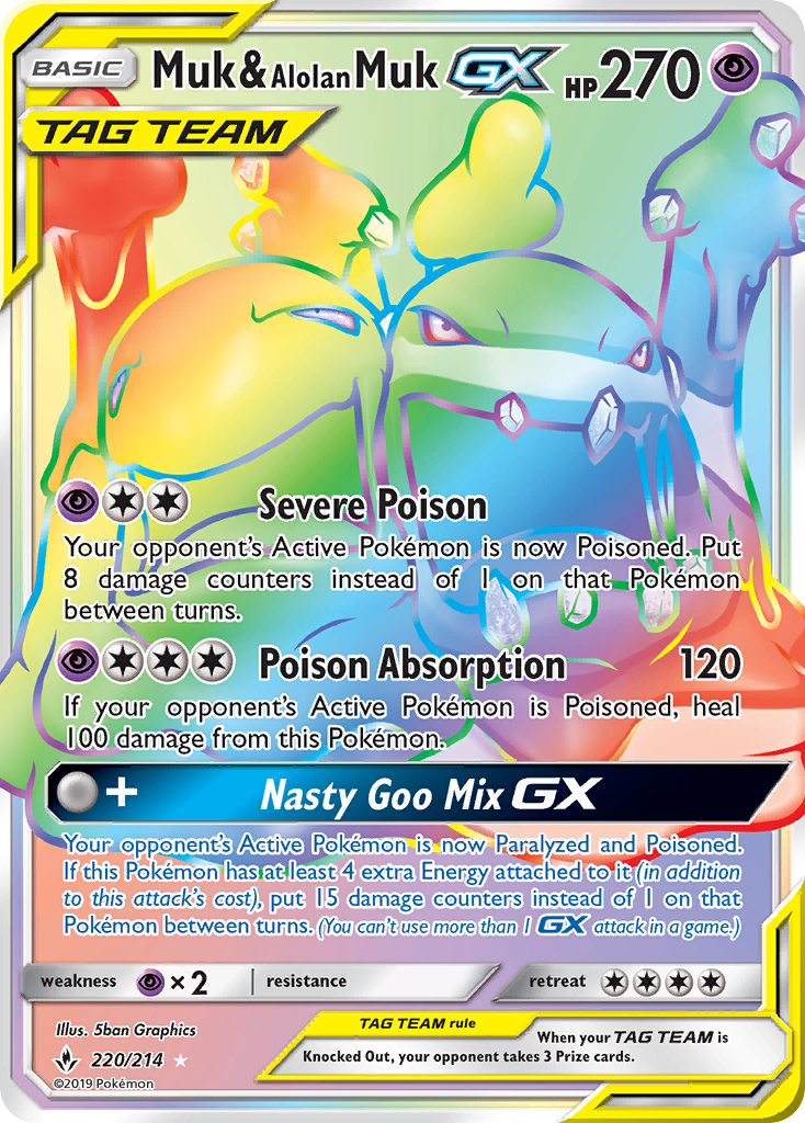 Muk & Alolan Muk GX (220/214) [Sun & Moon: Unbroken Bonds] | All Aboard Games