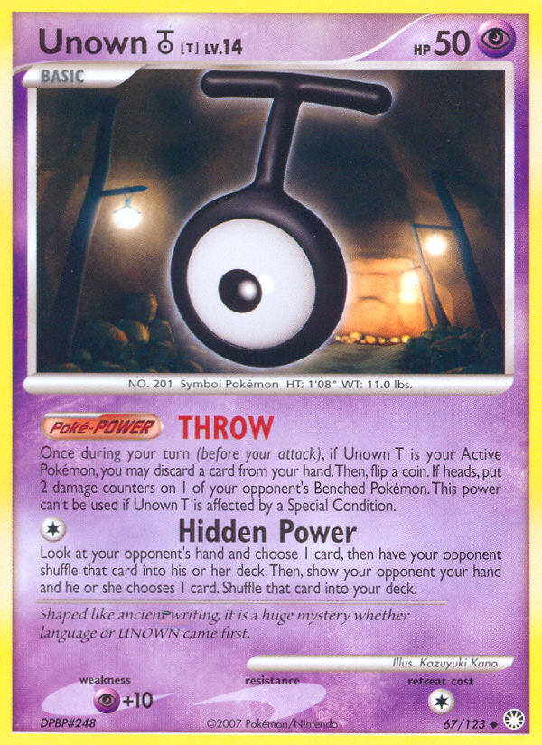 Unown T (67/123) [Diamond & Pearl: Mysterious Treasures] | All Aboard Games