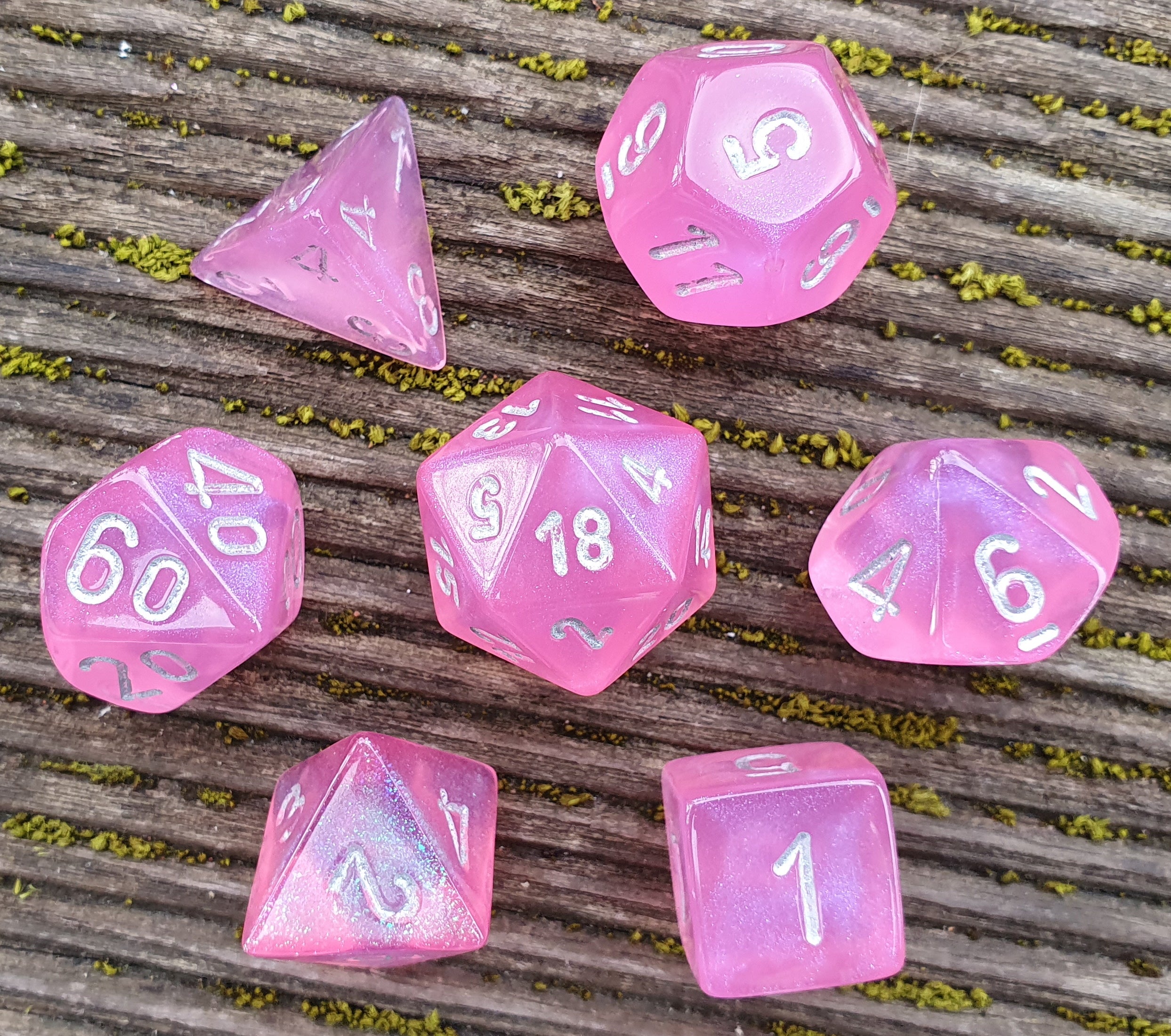 7pc Borealis Pink w/ Silver Polyhedral Set - CHX27404 | All Aboard Games