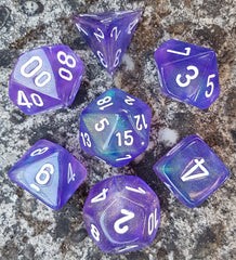 7pc Borealis Purple w/ White Polyhedral Set - CHX27407 | All Aboard Games