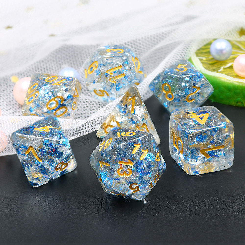 7pc Flakes Metallic Sapphire w/ Gold - HDF01 | All Aboard Games