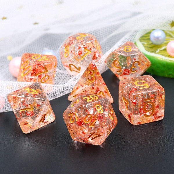 7pc Flakes Metallic Ruby w/ Gold - HDF03 | All Aboard Games