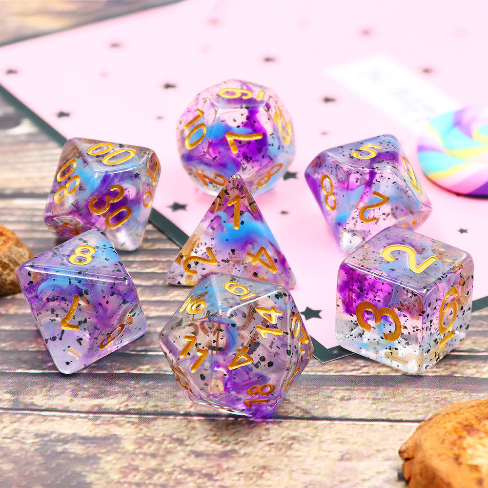 7pc Swirl Particles Violet Sulfur w/ Gold - HDSP01 | All Aboard Games
