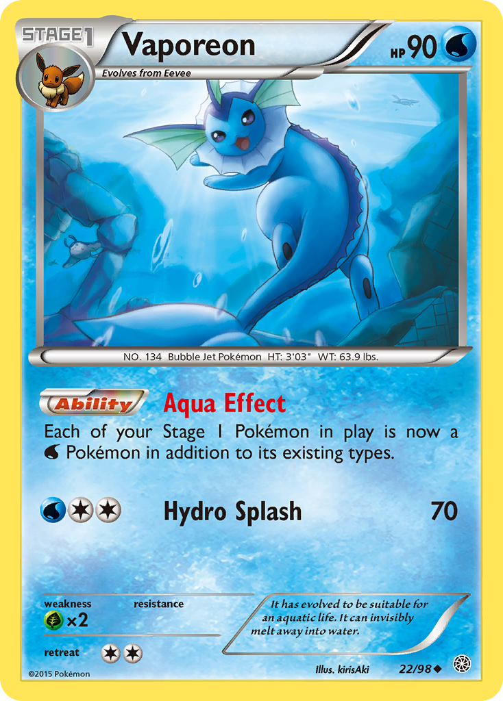 Vaporeon (22/98) [XY: Ancient Origins] | All Aboard Games