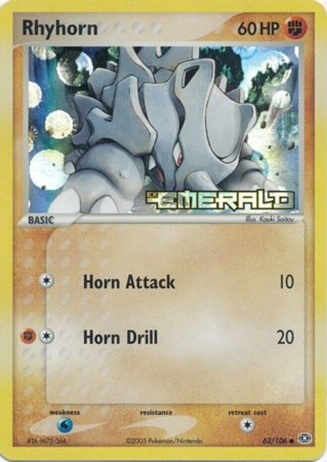 Rhyhorn (62/106) (Stamped) [EX: Emerald] | All Aboard Games