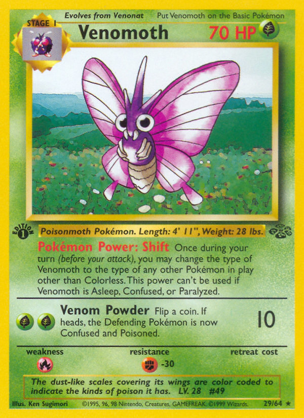 Venomoth (29/64) [Jungle 1st Edition] | All Aboard Games