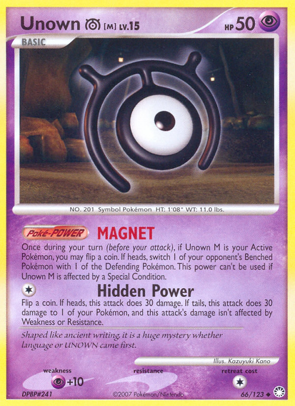 Unown M (66/123) [Diamond & Pearl: Mysterious Treasures] | All Aboard Games