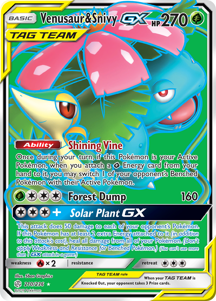 Venusaur & Snivy GX (210/236) [Sun & Moon: Cosmic Eclipse] | All Aboard Games