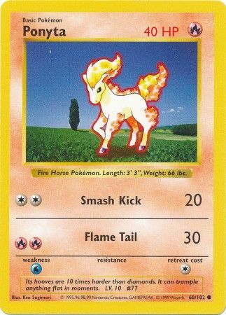 Ponyta (60/102) [Base Set Shadowless Unlimited] | All Aboard Games