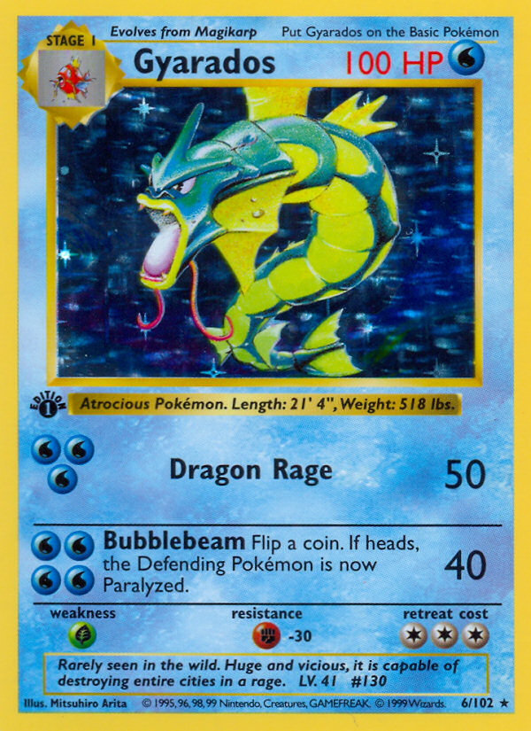 Gyarados (6/102) (Shadowless) [Base Set 1st Edition] | All Aboard Games