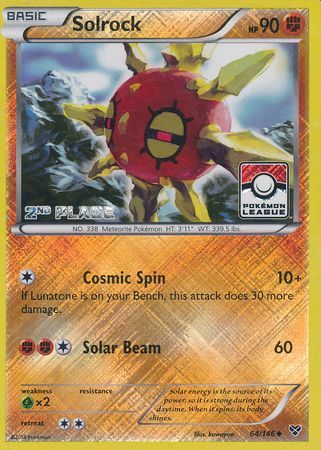 Solrock (64/146) (2nd Place League Challenge Promo) [XY: Base Set] | All Aboard Games