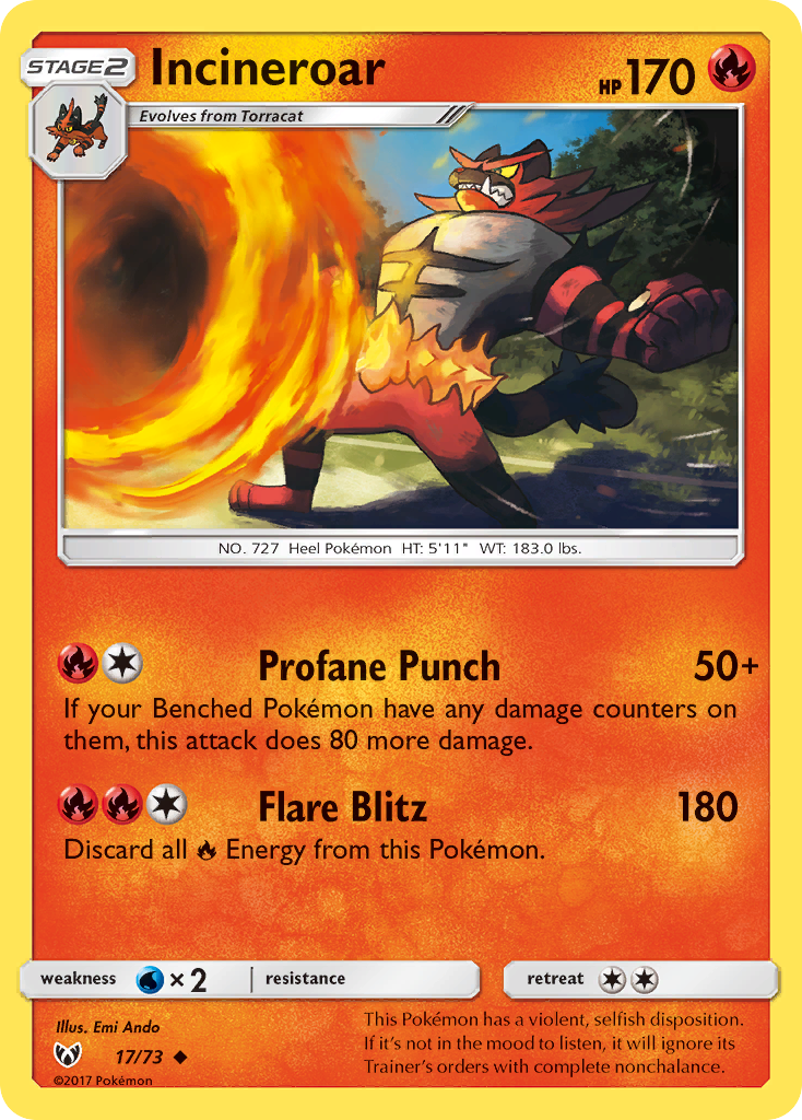 Incineroar (17/73) [Sun & Moon: Shining Legends] | All Aboard Games