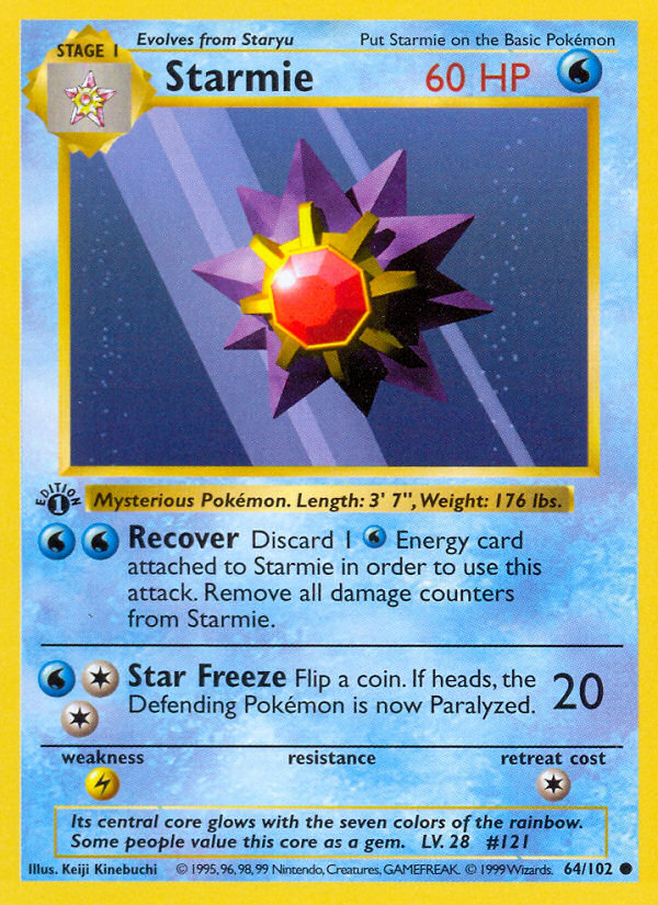 Starmie (64/102) (Shadowless) [Base Set 1st Edition] | All Aboard Games