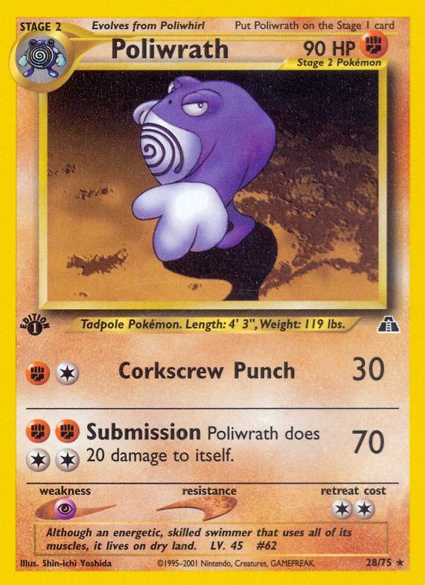 Poliwrath (28/75) [Neo Discovery 1st Edition] | All Aboard Games