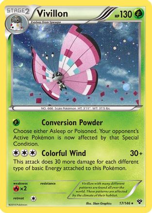 Vivillon (17/146) (Meadow Form/Pink Wings) (Cosmos Holo) [XY: Base Set] | All Aboard Games