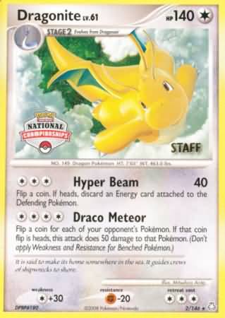 Dragonite (2/146) (National Championship Staff) [Diamond & Pearl: Legends Awakened] | All Aboard Games