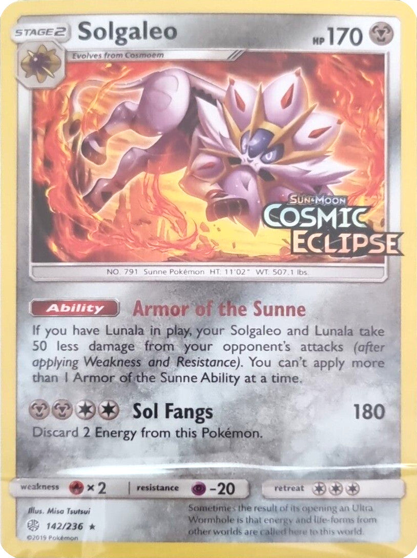 Solgaleo (142/236) (Cosmic Eclipse Stamped) [Sun & Moon: Cosmic Eclipse] | All Aboard Games