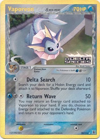 Vaporeon (18/113) (Delta Species) (Stamped) [EX: Delta Species] | All Aboard Games