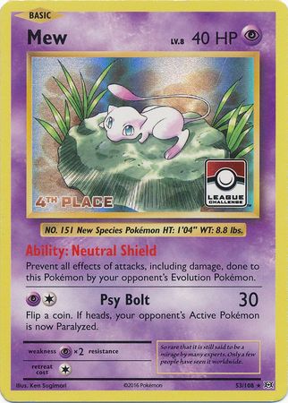 Mew (53/108) (League Promo 4th Place) [XY: Evolutions] | All Aboard Games