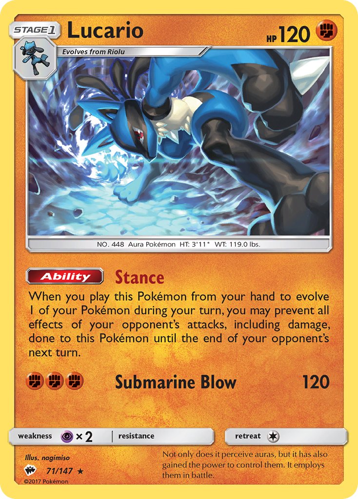 Lucario (71/147) (Theme Deck Exclusive) [Sun & Moon: Burning Shadows] | All Aboard Games