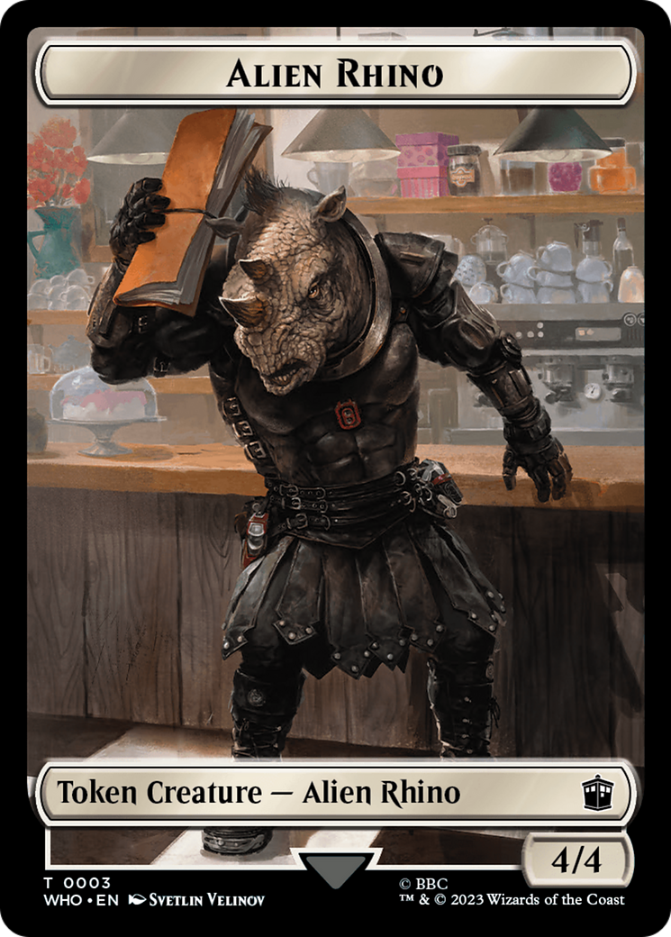 Alien Rhino // Clue (0021) Double-Sided Token [Doctor Who Tokens] | All Aboard Games