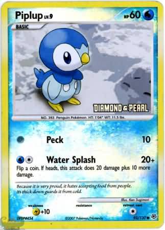Piplup (93/130) [Burger King Promos: 2008 Collection] | All Aboard Games