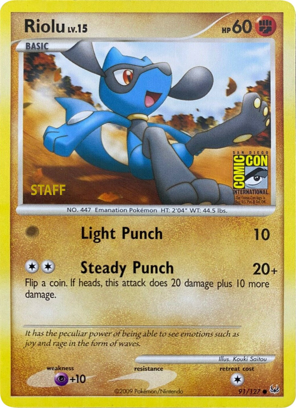 Riolu (91/127) (SDCC 2009) (Staff) [Platinum: Base Set] | All Aboard Games