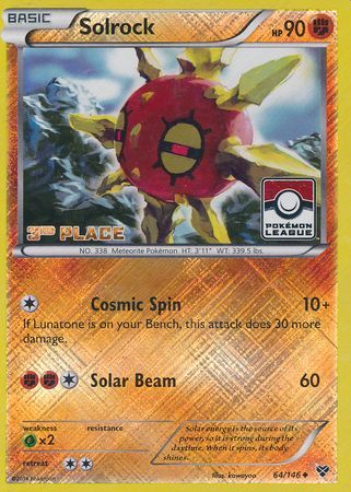 Solrock (64/146) (3rd Place League Challenge Promo) [XY: Base Set] | All Aboard Games