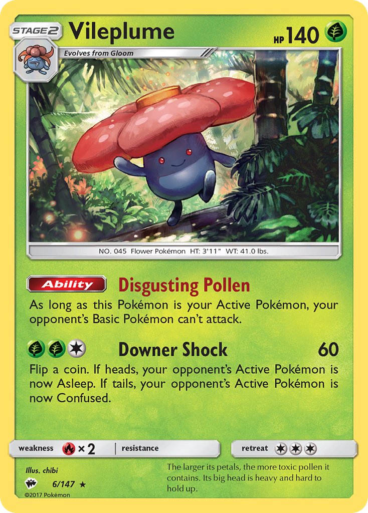 Vileplume (6/147) (Prerelease Kit Exclusive) (Theme Deck Exclusive) [Sun & Moon: Burning Shadows] | All Aboard Games